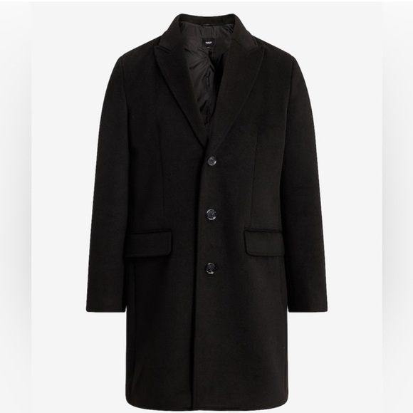 Express Brand New Men's Black Wool-Blend
Overcoat. Size Medium - Picture 1 of 16